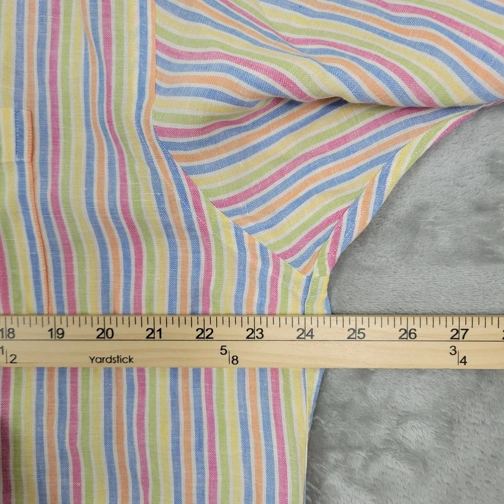 Brooks Brothers 346 Men's L Colorful 100% Linen Short Sleeve Button Down Shirt
